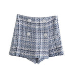 【再入荷】Blue tweed marble button skirt - darlingcoco
